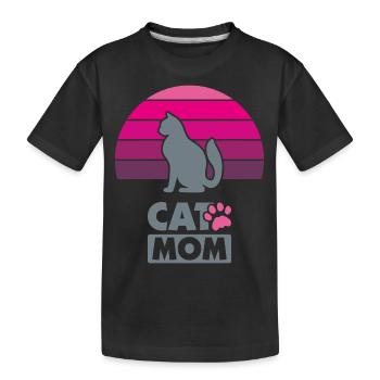 Cat mom - Kids' Premium Organic T-Shirt - black - Front