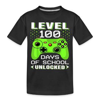 Level 100: 100-Tage-Schulabenteuer freigeschaltet - Kinder Premium Bio T-Shirt - Schwarz - Vorne