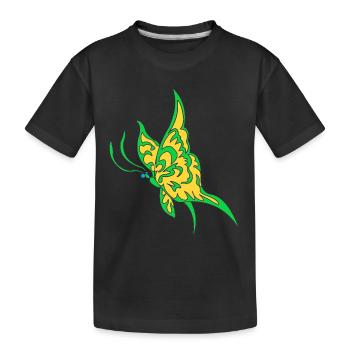 Nachtfalter grün gold - Kinder Premium Bio T-Shirt - Schwarz - Vorne
