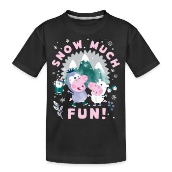 Peppa Pig And Brother George Playing In The Snow - Kids' Premium Organic T-Shirt - black - Front