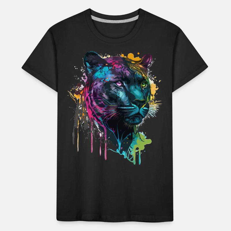 Schwarzer Leopard Kinder Premium Bio T-Shirt