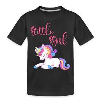 Little girl loves unicorns - Kids' Premium Organic T-Shirt - black - Front