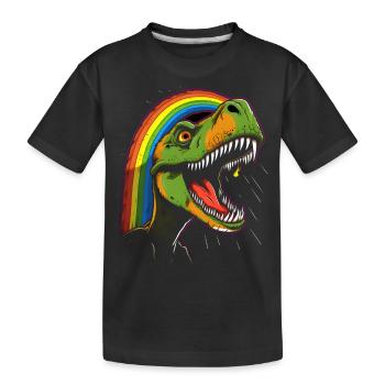 Rainbow Tyrannosaurus - Kids' Premium Organic T-Shirt - black - Front