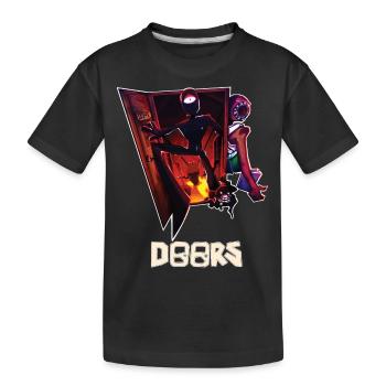 Doors Roblox - Hide and seek horror game - Kids' Premium Organic T-Shirt - black - Front
