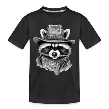 Biz Der Waschbär - Kinder Premium Bio T-Shirt - Schwarz - Vorne