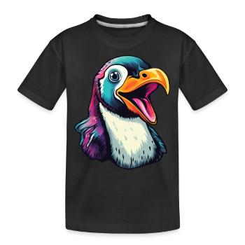 Cooler sprechender Pinguin - Kinder Premium Bio T-Shirt - Schwarz - Vorne