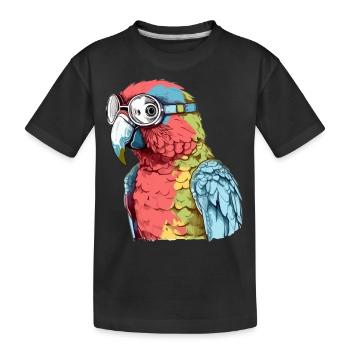 Pecco, der Brillenpapagei - Kinder Premium Bio T-Shirt - Schwarz - Vorne