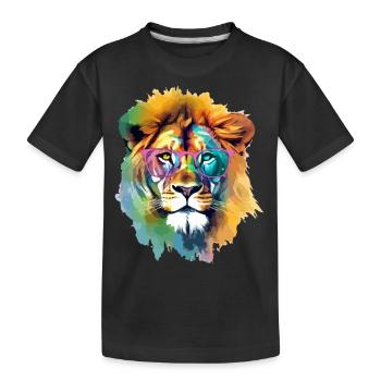 Buh den bebrillten Löwen aus - Kinder Premium Bio T-Shirt - Schwarz - Vorne