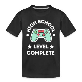 High School Level Complete Gamer Graduate - Kids' Premium Organic T-Shirt - black - Front