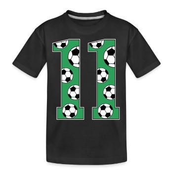 11 Birthday Football Green - Kids' Premium Organic T-Shirt - black - Front