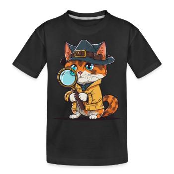 Feline Detective - Kids' Premium Organic T-Shirt - black - Front