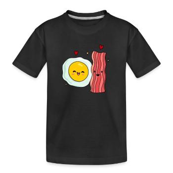 Couple de bacon aux œufs frits aux œufs - T-shirt bio Premium Enfant - noir - Devant