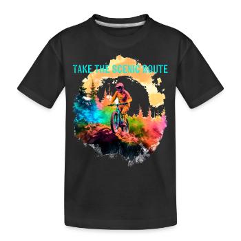 Mountainbike - Kinder Premium Bio T-Shirt - Schwarz - Vorne