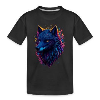 Loup abstrait coloré - T-shirt bio Premium Enfant - noir - Devant