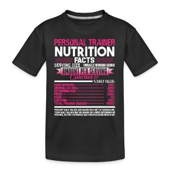 Personal Trainer Personal Trainer Nutrition Facts - Kids' Premium Organic T-Shirt - black - Front