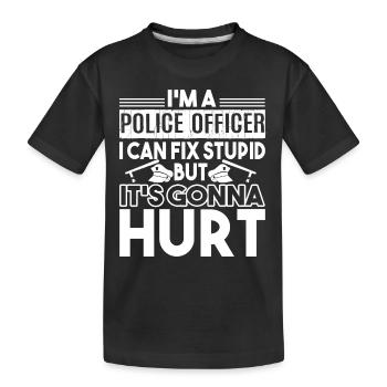 Police Officer Police Officer Fix Stupid - Kids' Premium Organic T-Shirt - black - Front