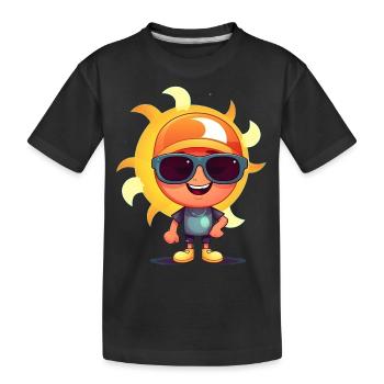 Soleil avec lunettes de soleil - T-shirt bio Premium Enfant - noir - Devant