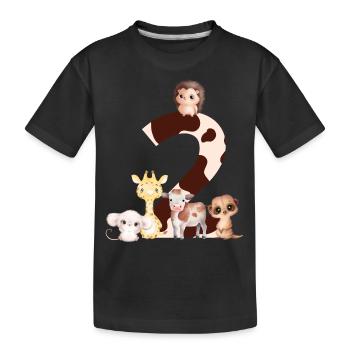 2nd Anniversary - Second Anniversary Animals - Kids' Premium Organic T-Shirt - black - Front