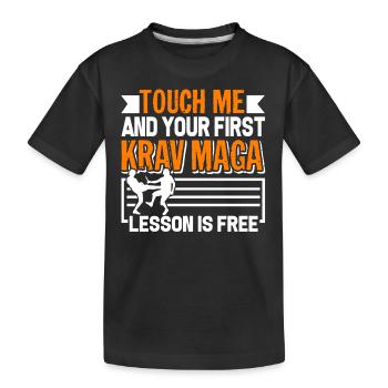 Krav Maga First Krav Maga Lesson Is Free - Kids' Premium Organic T-Shirt - black - Front