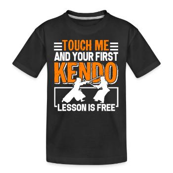 Kendo First Kendo Lesson Is Free - Kids' Premium Organic T-Shirt - black - Front