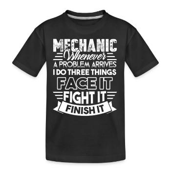 Mechanic Mechanic Solves Problem - Kids' Premium Organic T-Shirt - black - Front