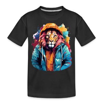 Street style lion | Lion lovers - Kids' Premium Organic T-Shirt - black - Front
