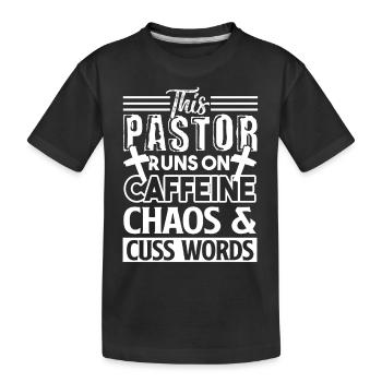 Pastor Pastor Runs On Caffeine - Kids' Premium Organic T-Shirt - black - Front