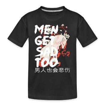 japanese style Men get sad too - Kids' Premium Organic T-Shirt - black - Front