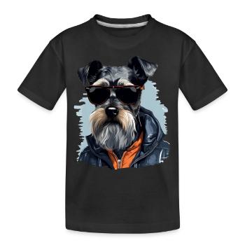 Streetwear Whiskers: miniature schnauzer style - Kids' Premium Organic T-Shirt - black - Front