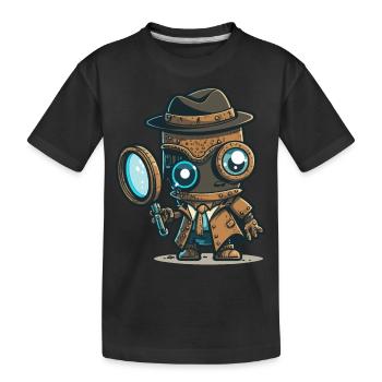 Detektiv-Bot - Kinder Premium Bio T-Shirt - Schwarz - Vorne