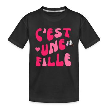 C'est une fille grossesse enceinte bébé - T-shirt bio Premium Enfant - noir - Devant