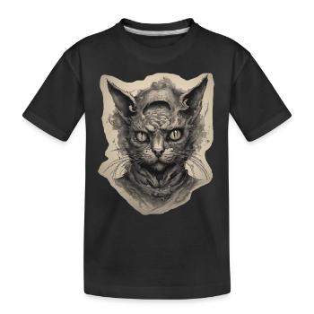 Horror / Cat / Kitty / Halloween / Creepy - Kids' Premium Organic T-Shirt - black - Front