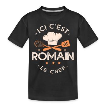 Romain Chef Ici c est romain le chef cuisinier - T-shirt bio Premium Enfant - noir - Devant