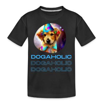 Dogaholic T-shirt Statement Tshirt für Hundefans - Kinder Premium Bio T-Shirt - Schwarz - Vorne