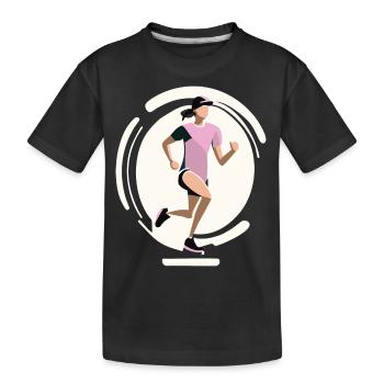 Laufende Frau - Kinder Premium Bio T-Shirt - Schwarz - Vorne