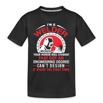 Welder First Time - Kids' Premium Organic T-Shirt - black - Front