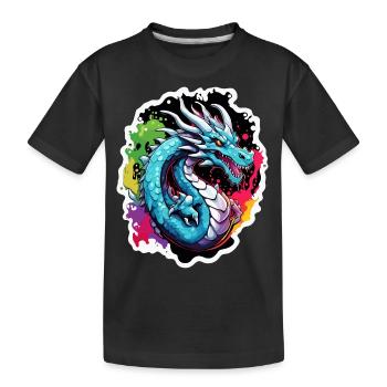 Dragon / Animal / Fire / Mythical Creatures / Fairy Tale - Kids' Premium Organic T-Shirt - black - Front
