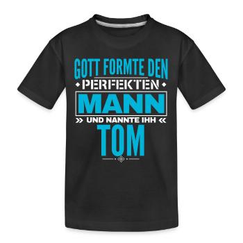 Tom Name Design - Kinder Premium Bio T-Shirt - Schwarz - Vorne