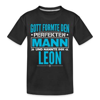 Leon Name Design - Kinder Premium Bio T-Shirt - Schwarz - Vorne