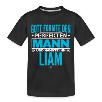 Liam Name Design - Kinder Premium Bio T-Shirt - Schwarz - Vorne