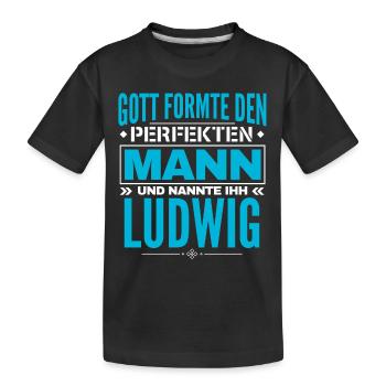 Ludwig Name Design - Kinder Premium Bio T-Shirt - Schwarz - Vorne