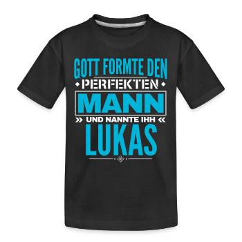 Lukas Name Design - Kinder Premium Bio T-Shirt - Schwarz - Vorne