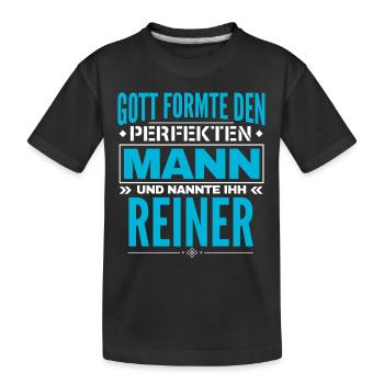 Reiner Name Design - Kinder Premium Bio T-Shirt - Schwarz - Vorne