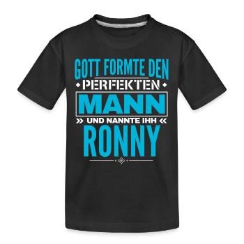 Ronny Name Design - Kinder Premium Bio T-Shirt - Schwarz - Vorne