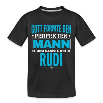 Rudi Name Design - Kinder Premium Bio T-Shirt - Schwarz - Vorne