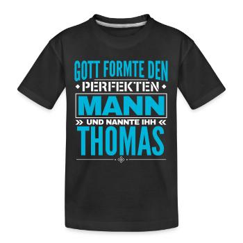 Thomas Name Design - Kinder Premium Bio T-Shirt - Schwarz - Vorne