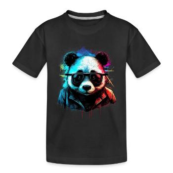 Futuristischer Panda - Kinder Premium Bio T-Shirt - Schwarz - Vorne