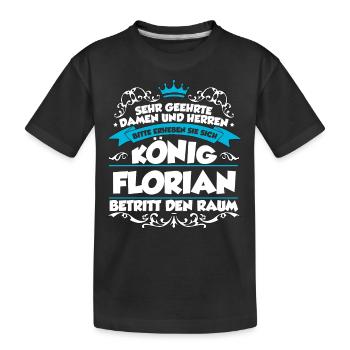 Florian Name Design - Kinder Premium Bio T-Shirt - Schwarz - Vorne