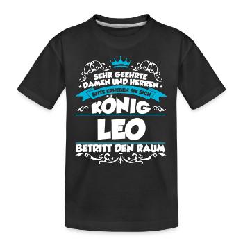 Leo Name Design - Kinder Premium Bio T-Shirt - Schwarz - Vorne