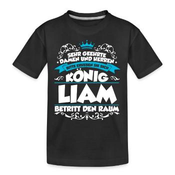 Liam Name Design - Kinder Premium Bio T-Shirt - Schwarz - Vorne